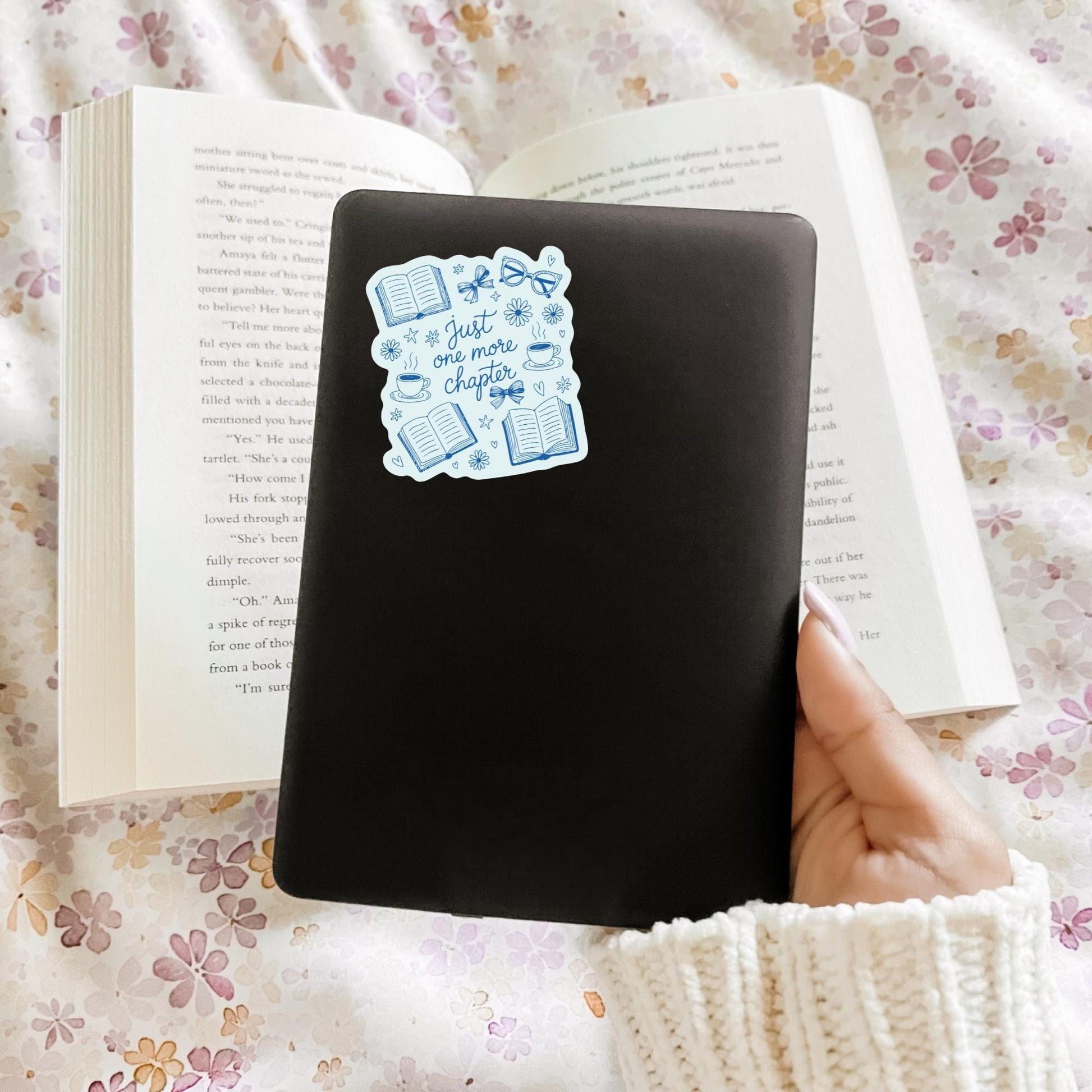 Just One More Chapter Sticker, Kindle or Laptop Decal, Gifts for Book Lovers, Waterproof