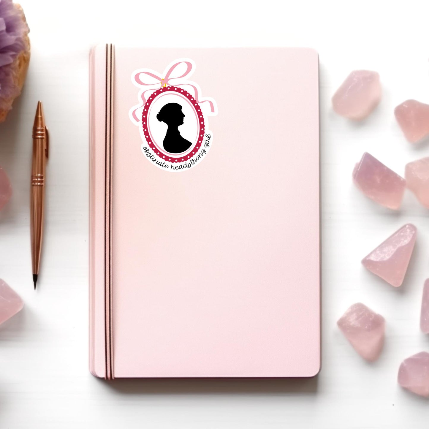 Obstinate Headstrong Girl Sticker, Jane Austen, Pride & Prejudice, Kindle or Laptop Decal, Gifts for Book Lovers, Waterproof