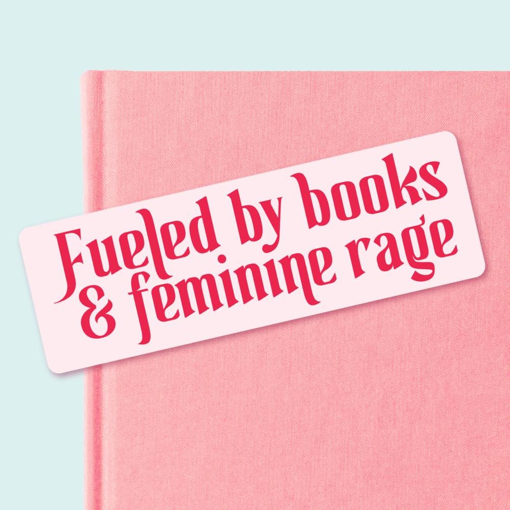 Fueled by Books & Feminine Rage Bookmark, Gifts for Book Lovers, Bookish, Book Club