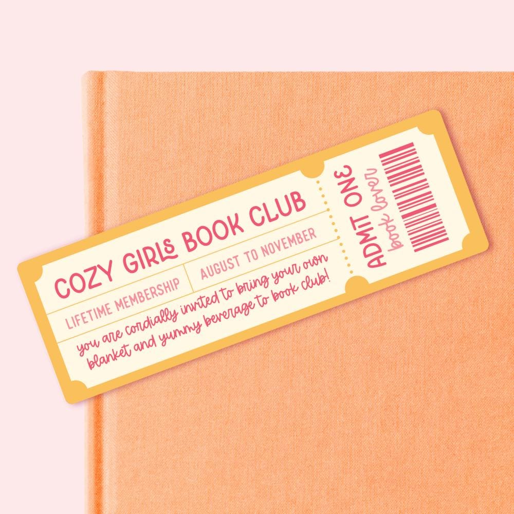 Cozy Girls Book Club Bookmark, Bookish Gifts for Readers, Bookworm, Introvert
