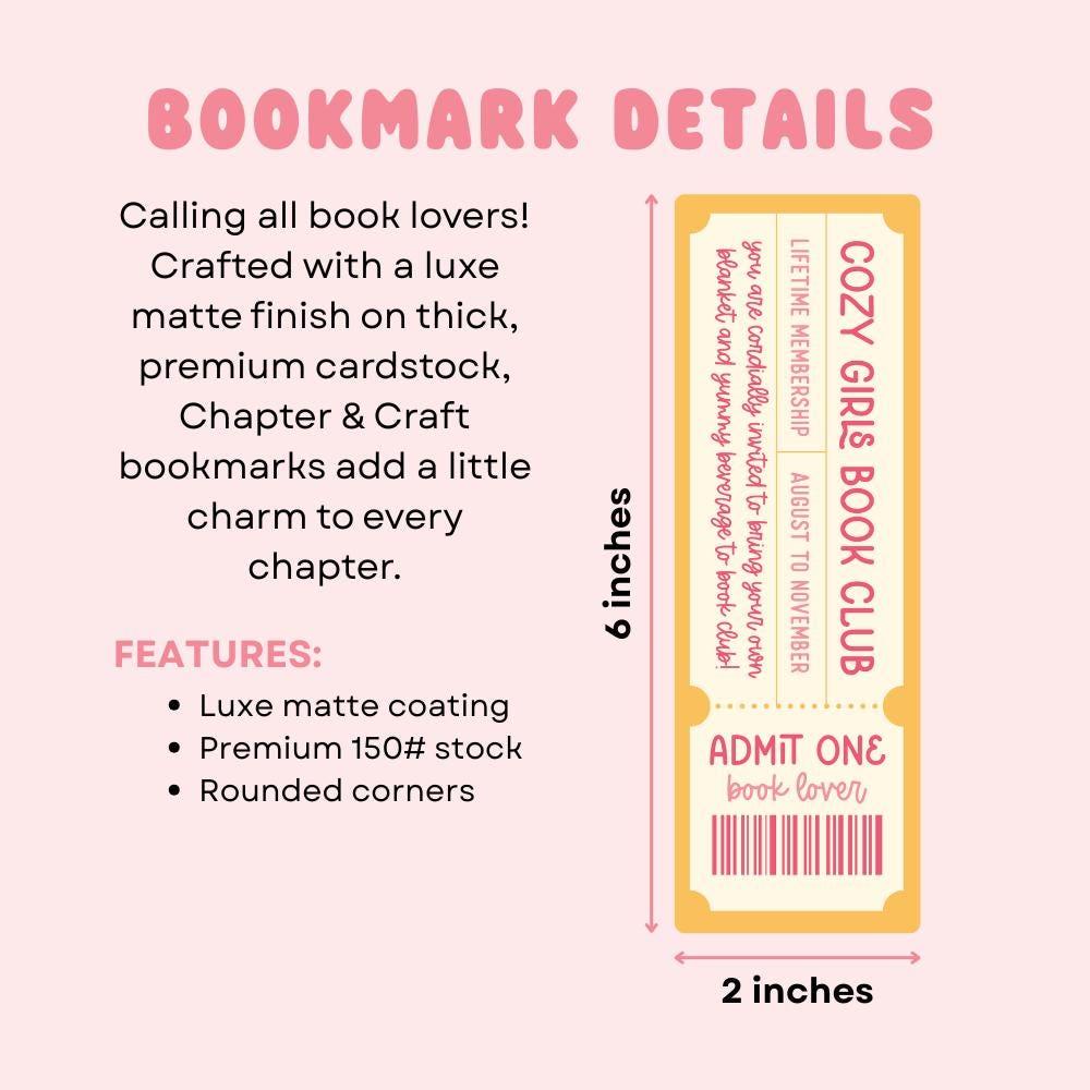 Cozy Girls Book Club Bookmark, Bookish Gifts for Readers, Bookworm, Introvert