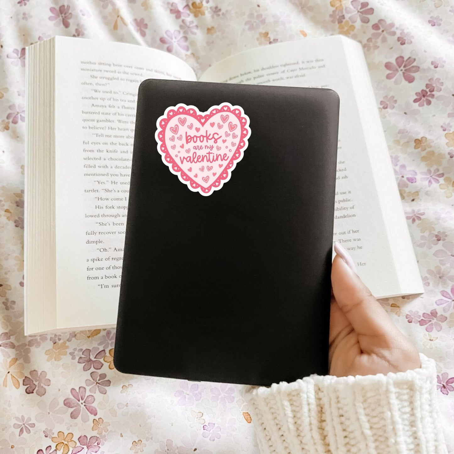 Books Are My Valentine Sticker, Kindle Laptop Decal, Gifts for Book Lovers, Valentine's Day