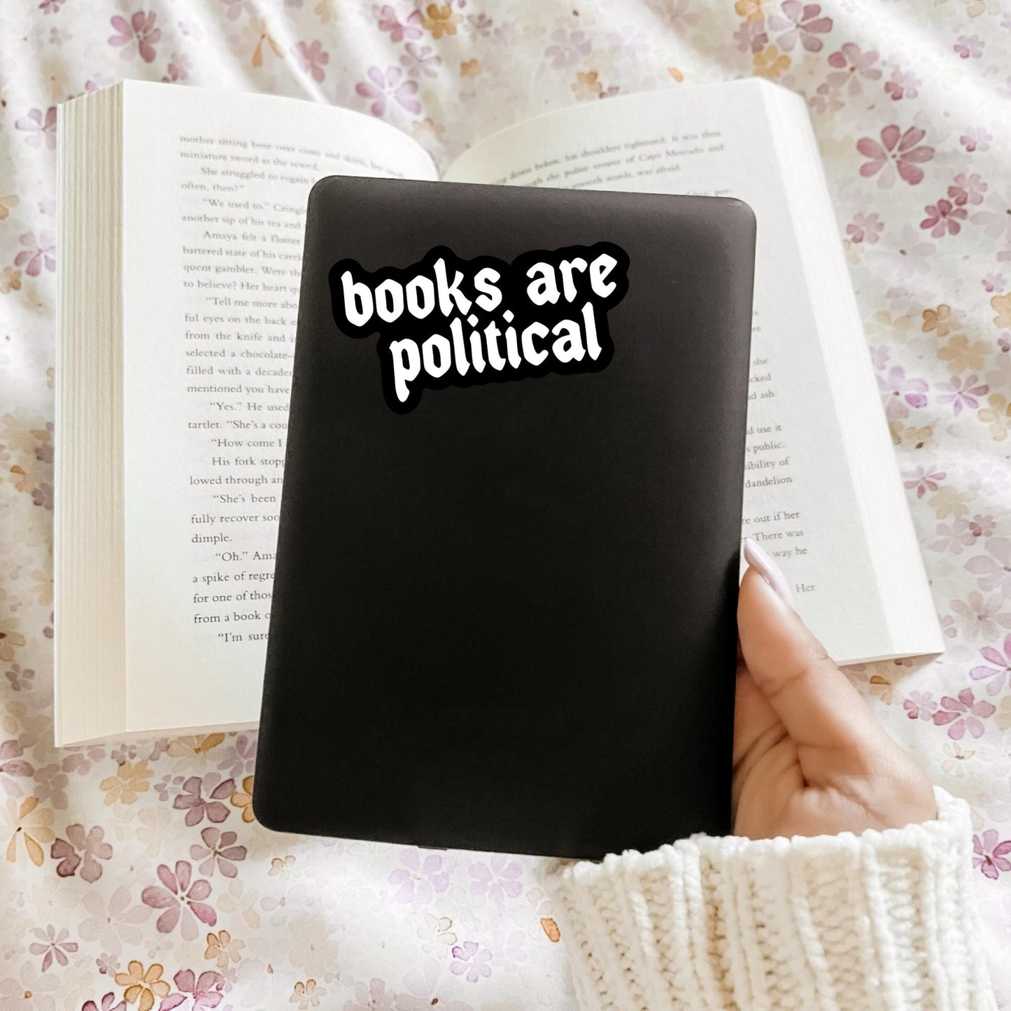 Books Are Political Sticker, Bookish Laptop Kindle Decal, Gifts for Readers, Library