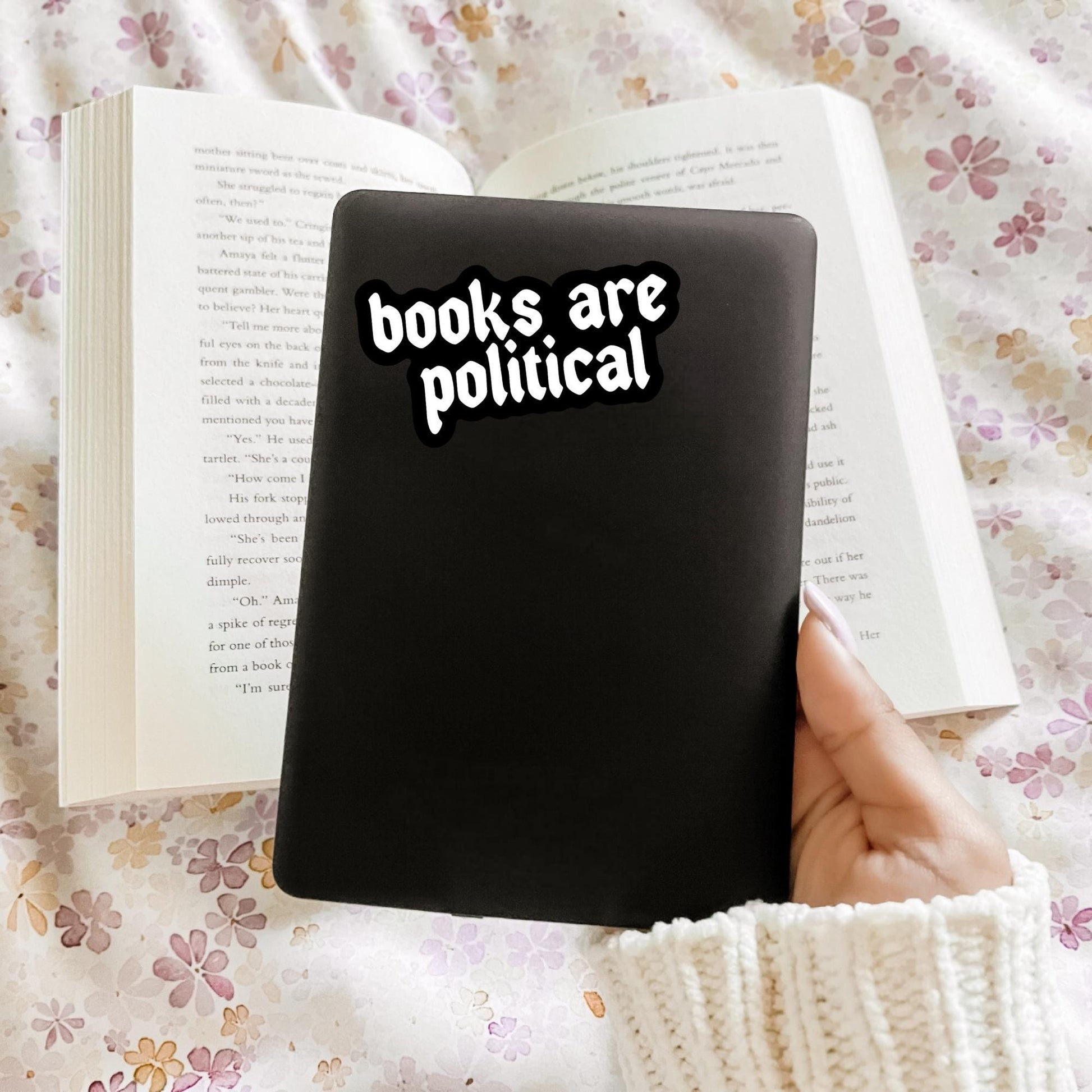 Books Are Political Sticker, Bookish Laptop Kindle Decal, Gifts for Readers, Library