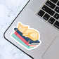 Cat and Books Sticker, Bookish Laptop Kindle Decal, Gifts for Readers