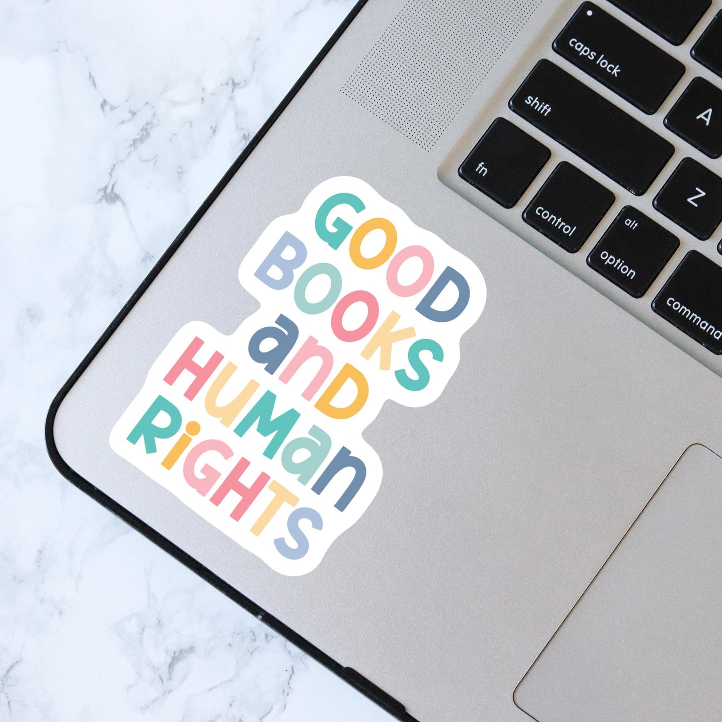 Good Books & Human Rights Sticker, Bookish Laptop Kindle Decal, Gifts for Readers