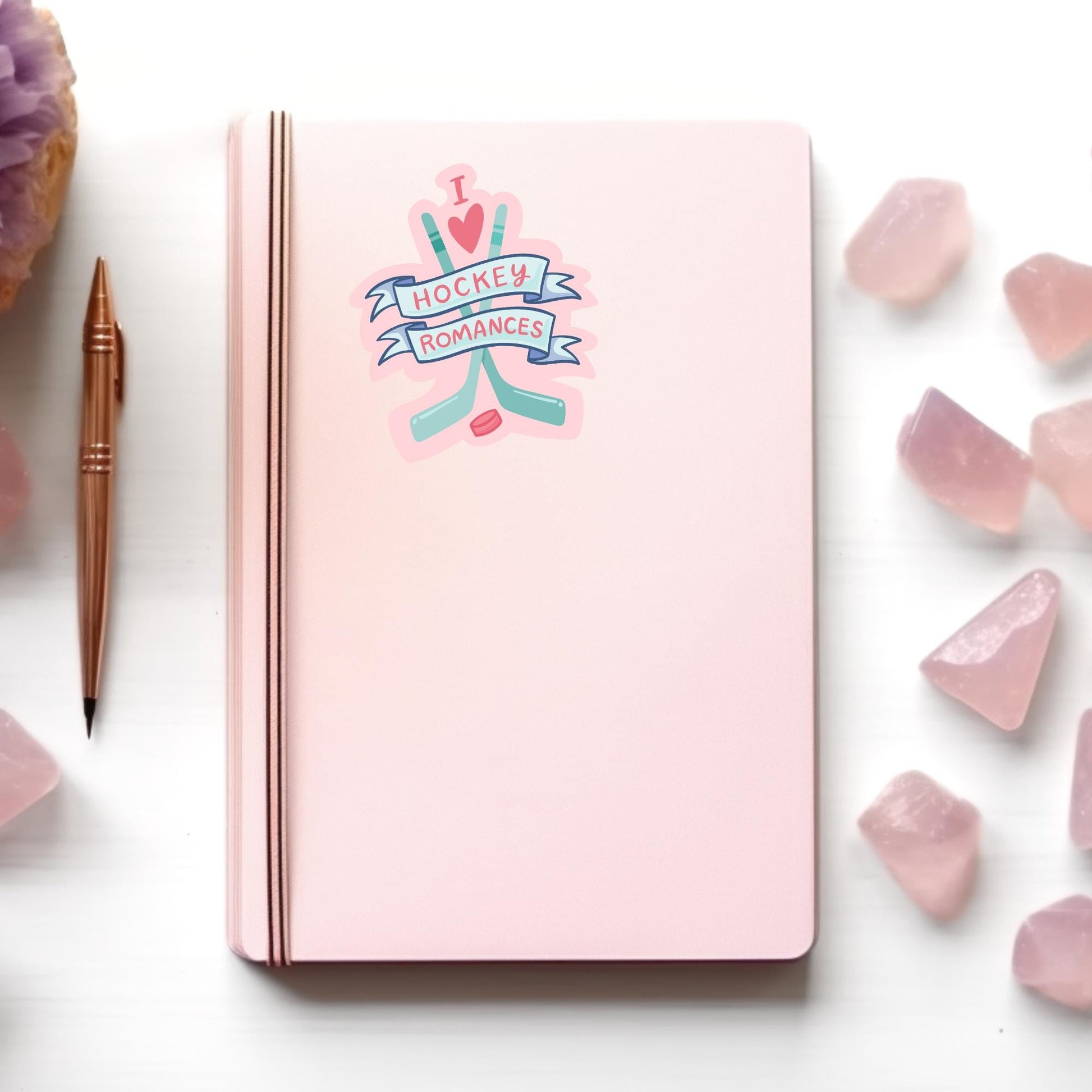 I Love Hockey Romances Sticker, Bookish Laptop Kindle Decal, Gifts for Readers
