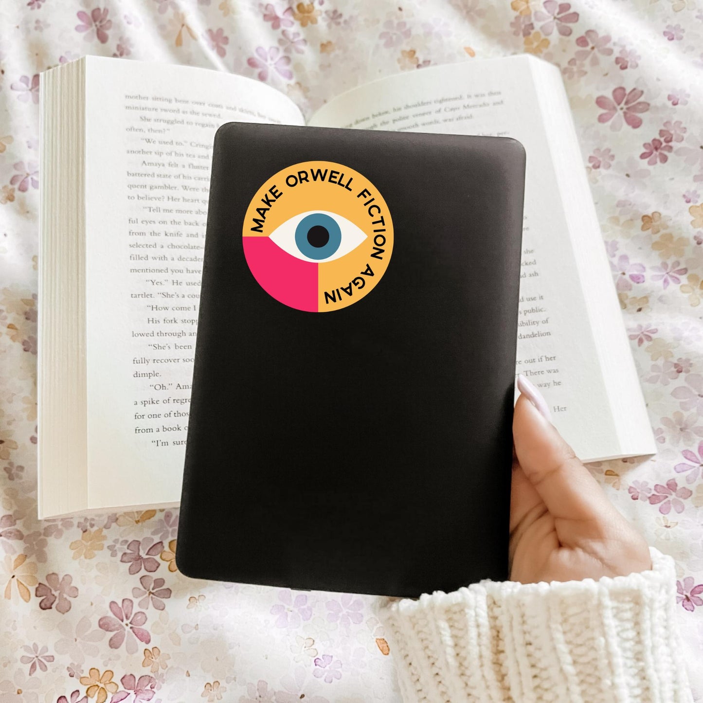 Make Orwell Fiction Again Sticker, Bookish Laptop Kindle Decal, Gifts for Readers