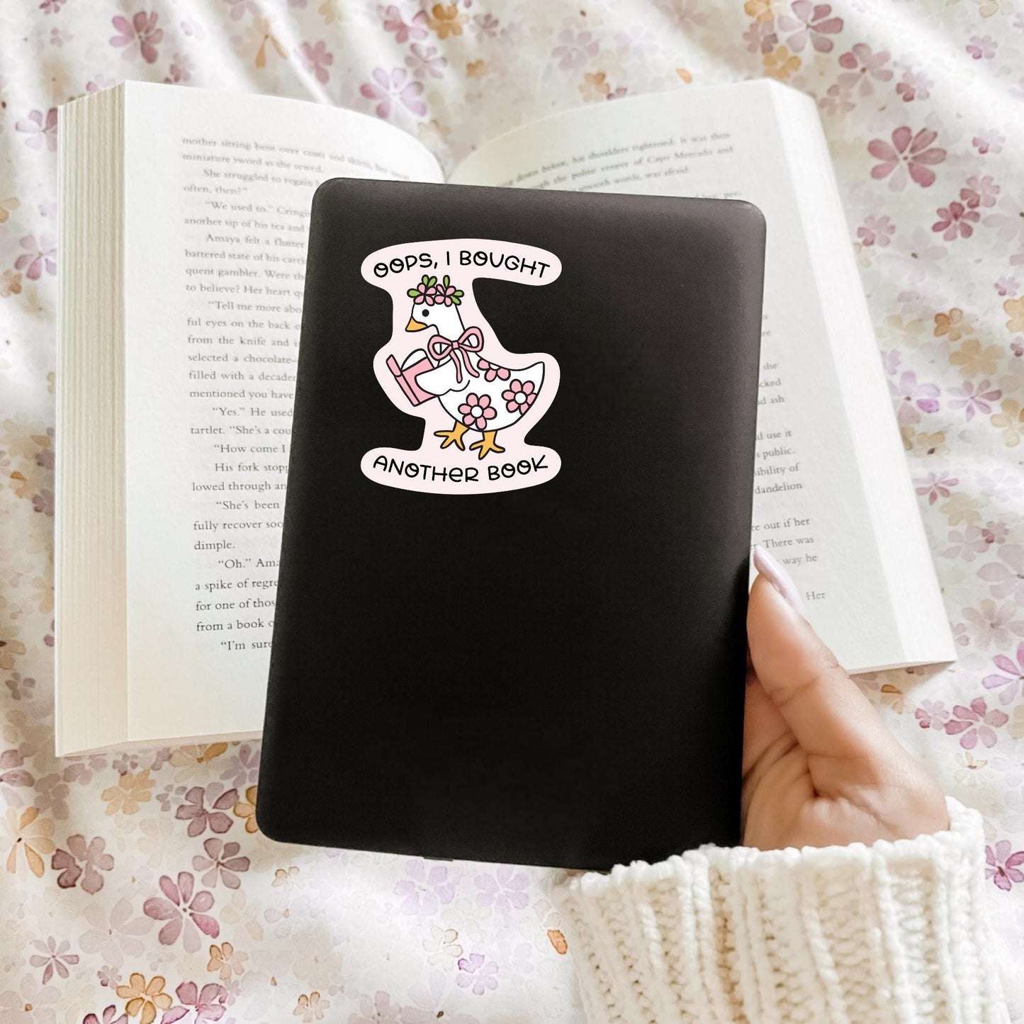Oops I Bought Another Book Sticker, Goose, Bookish Laptop Kindle Decal, Gifts for Readers