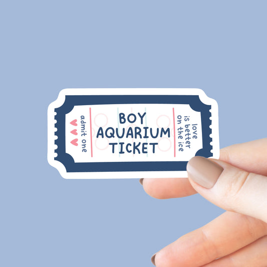 Boy Aquarium Sticker, Hockey Romance, Bookish Laptop Kindle Decal, Gifts for Readers