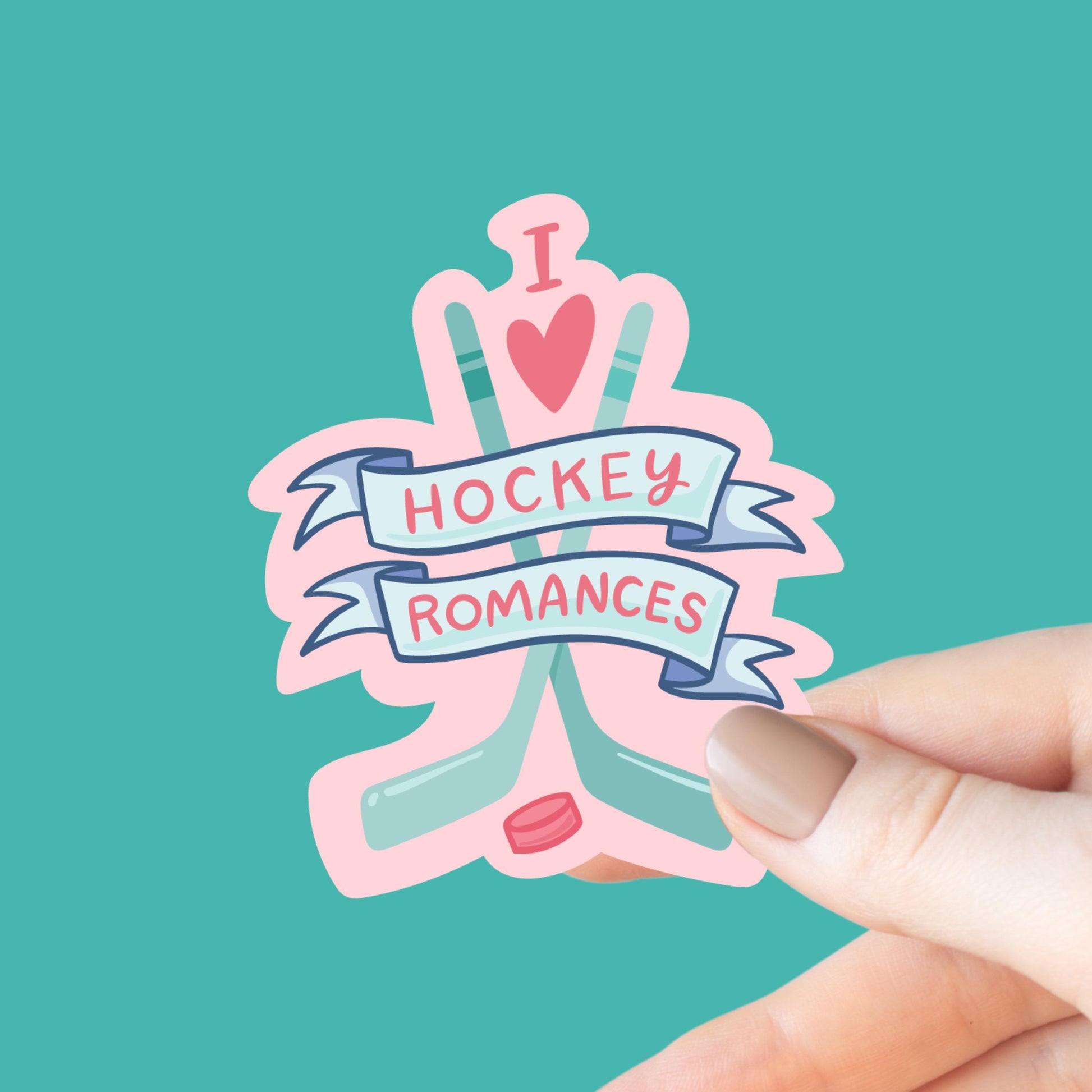 I Love Hockey Romances Sticker, Bookish Laptop Kindle Decal, Gifts for Readers