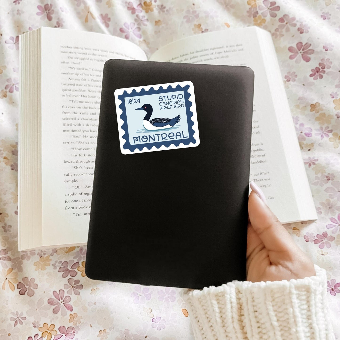 Stupid Canadian Wolf Bird, Hockey Romance, LGBTQ, Bookish Laptop Kindle Decal, Gifts for Readers