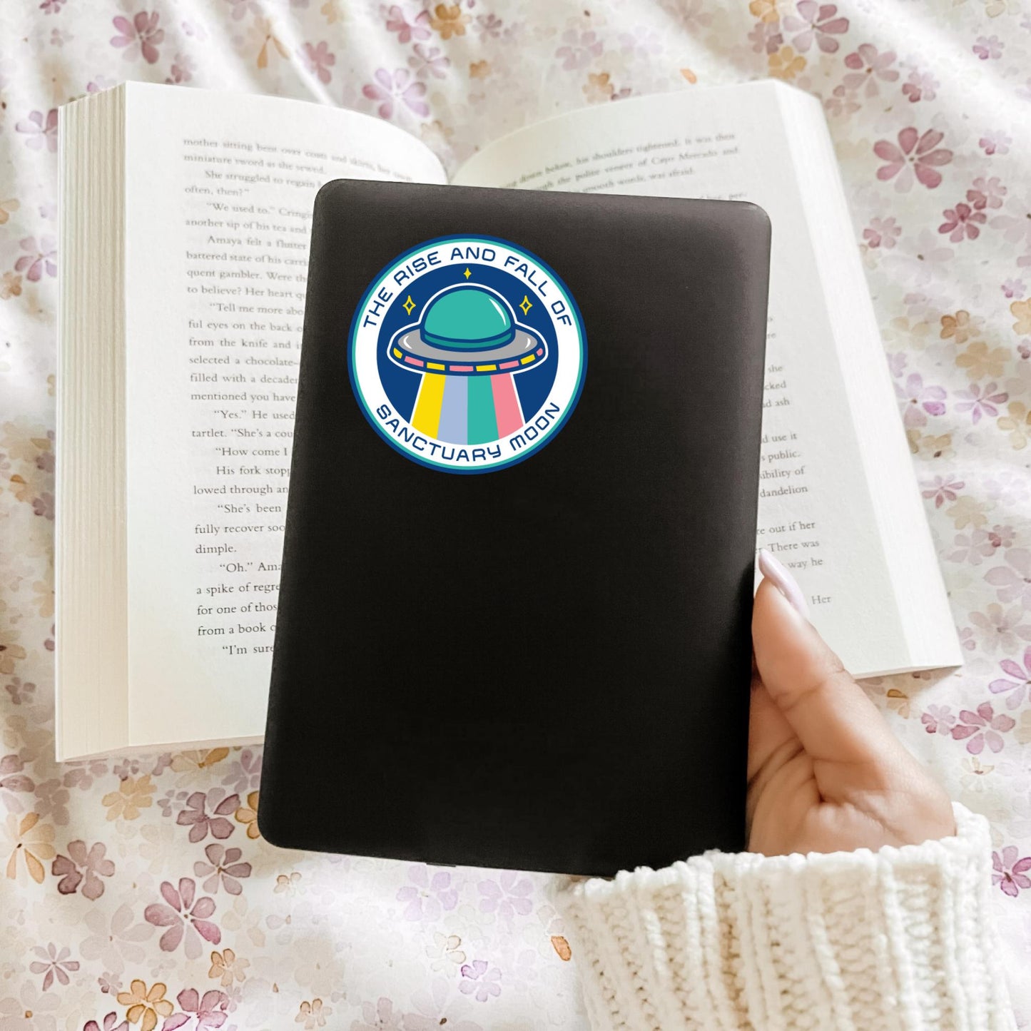 Sanctuary Moon Sticker, Bookish Laptop Kindle Decal, Reader Gifts, Science Fiction