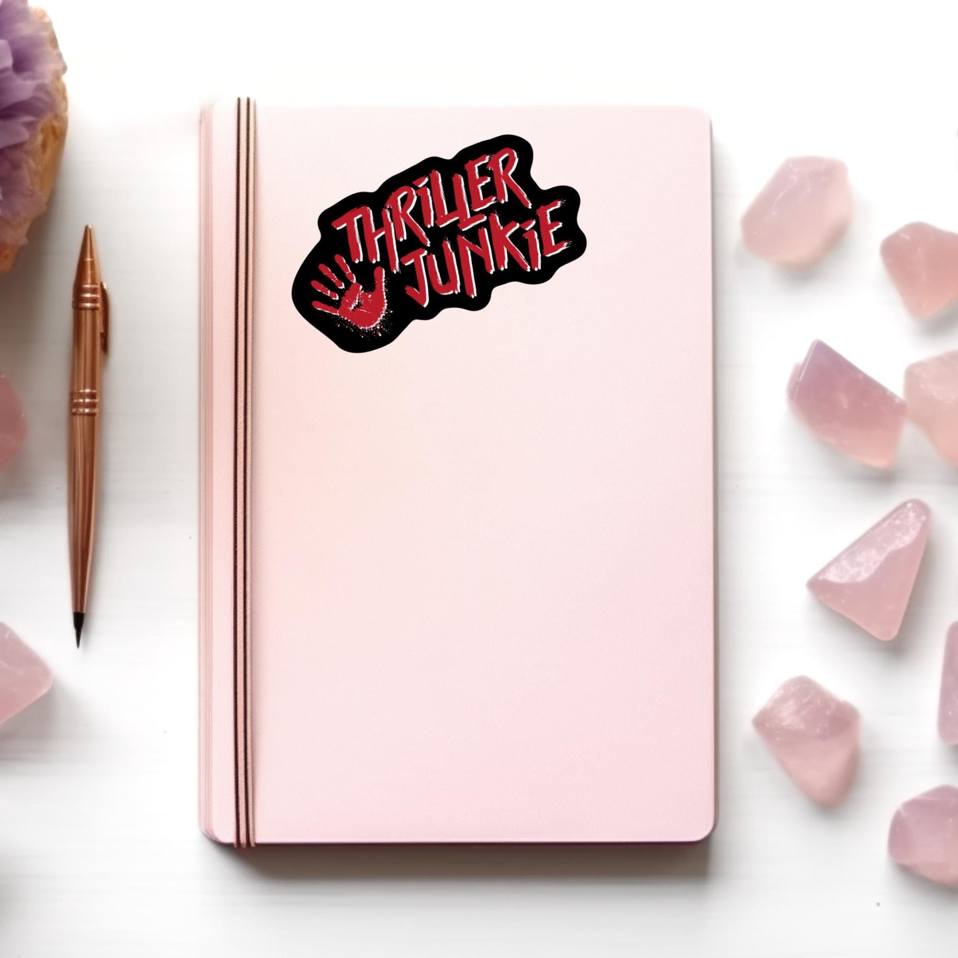Thriller Junkie Sticker, Bookish Kindle Laptop Decal, Gifts for Book Lovers, Waterproof
