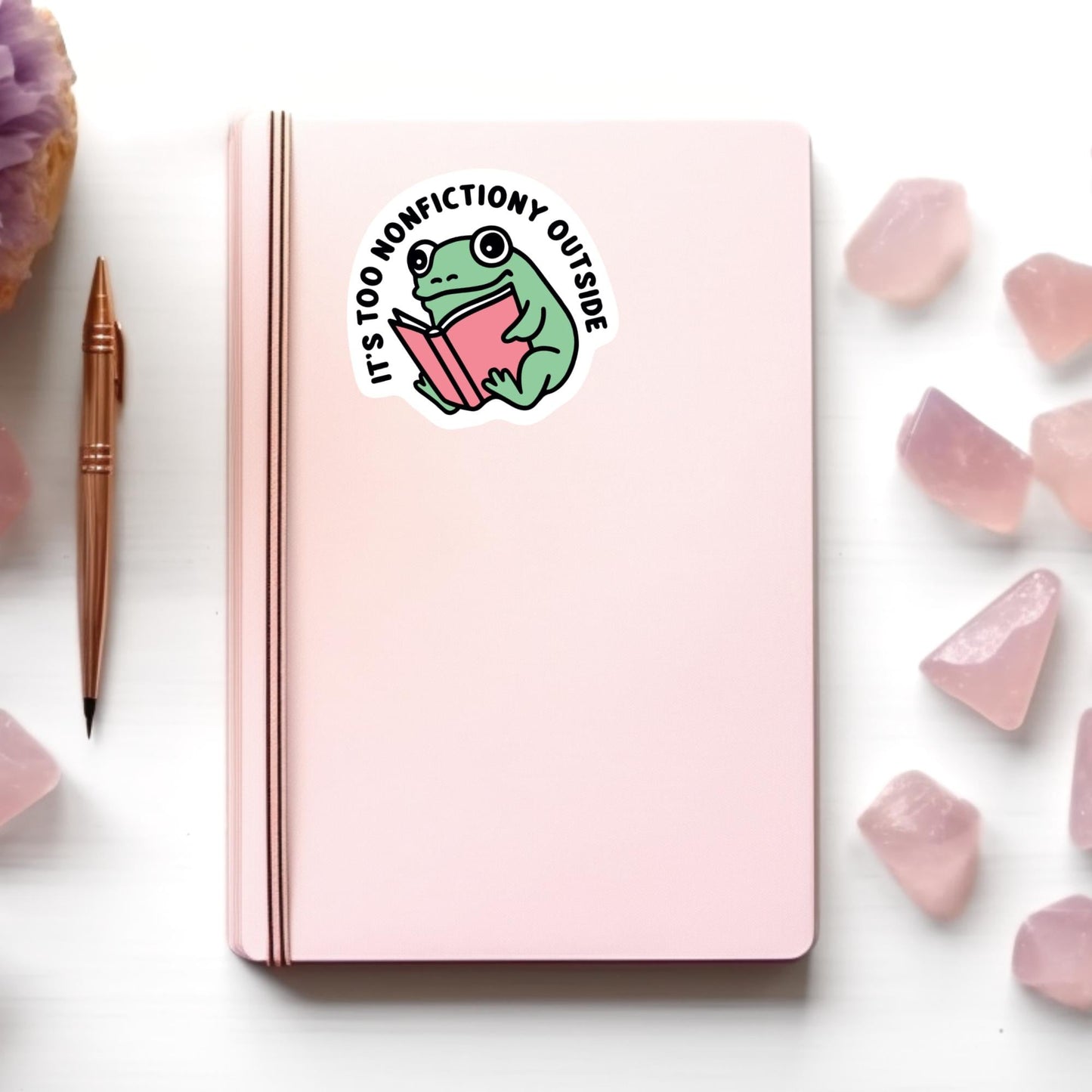 It's Too Nonfictiony Outside Sticker, Bookish Kindle Laptop Decal, Gifts for Book Lovers