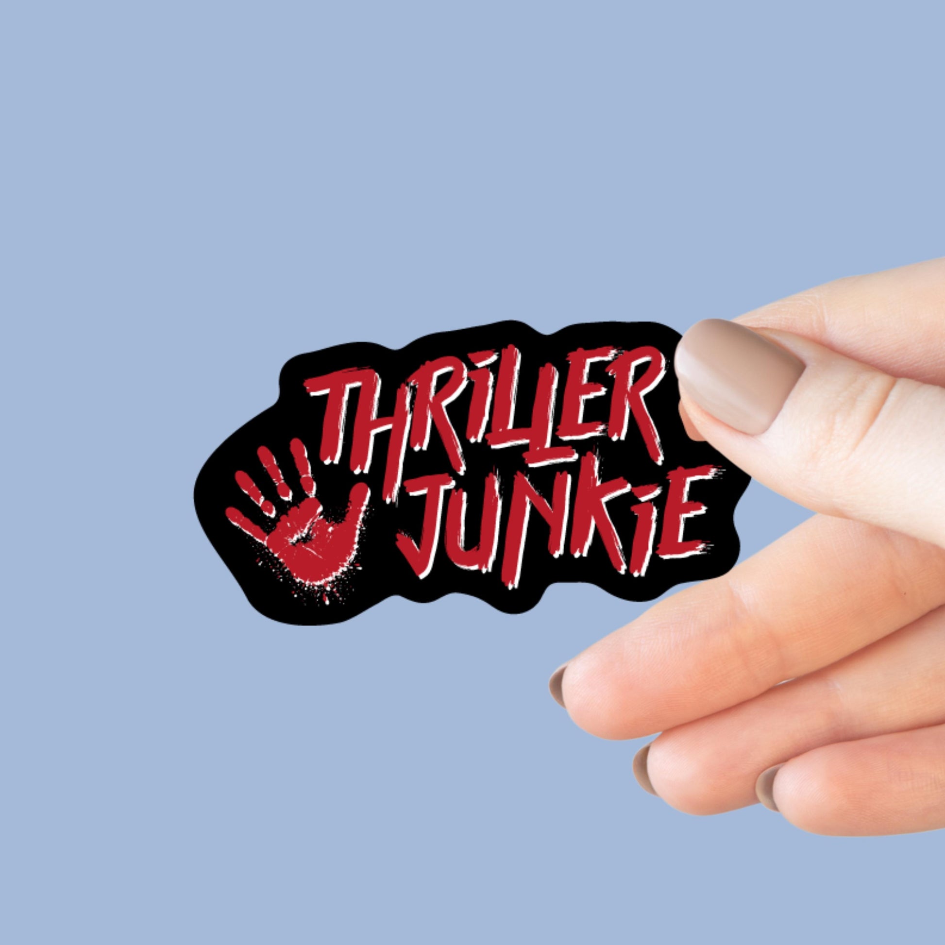 Thriller Junkie Sticker, Bookish Kindle Laptop Decal, Gifts for Book Lovers, Waterproof