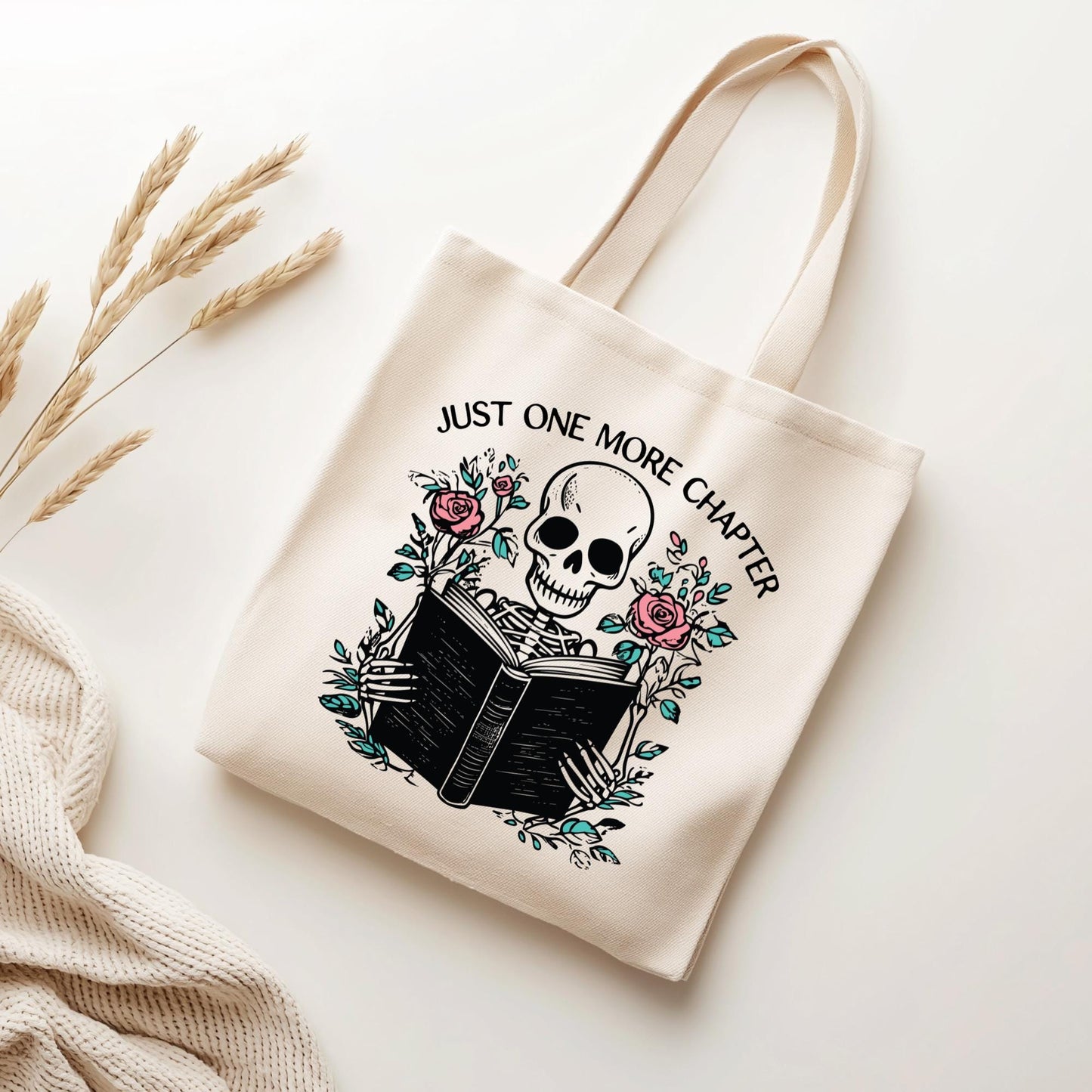 Just One More Chapter Tote Bag, Bookish Canvas Bag, Gifts for Readers, Book Lover Gift