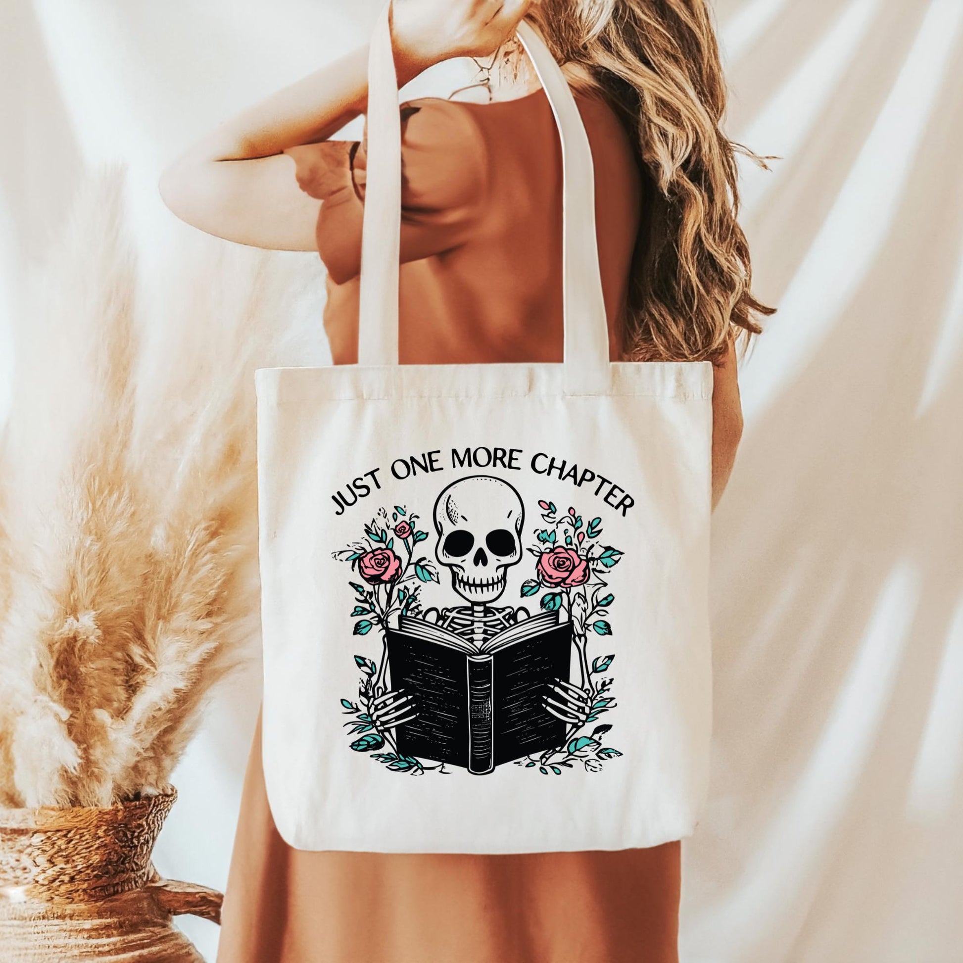 Just One More Chapter Tote Bag, Bookish Canvas Bag, Gifts for Readers, Book Lover Gift