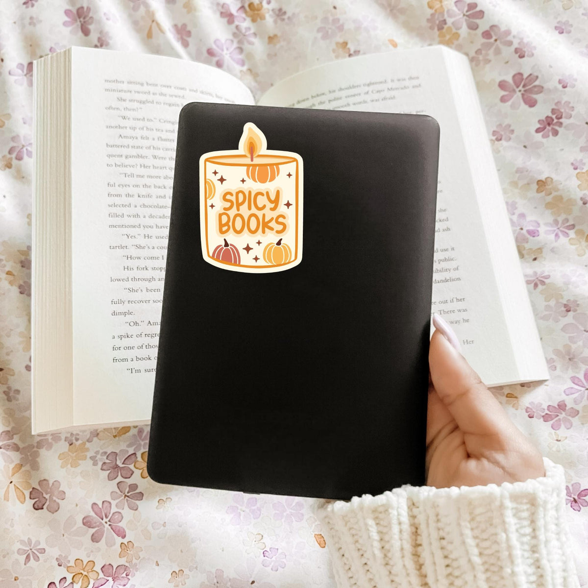 Spicy Books Candle Sticker, Romance, Kindle Laptop Decal, Gifts for Book Lovers, Waterproof