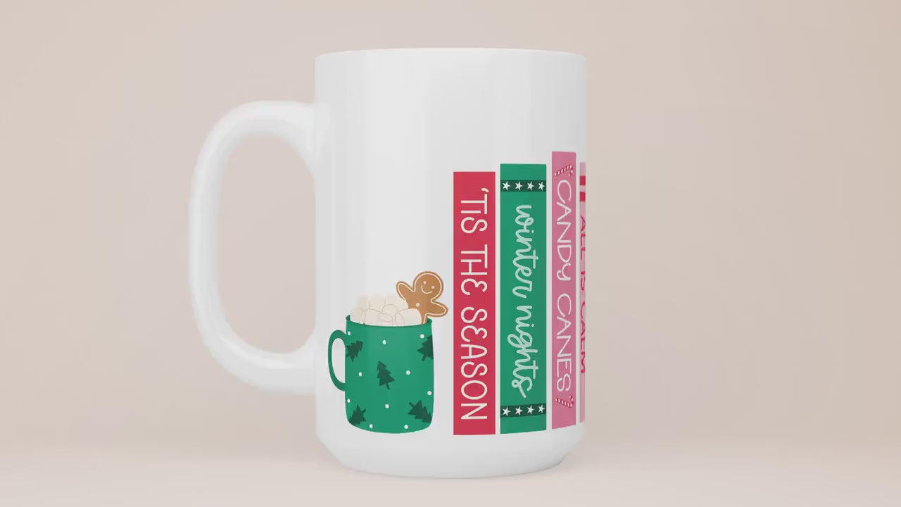 Christmas Book Stack Mug, Gifts for Readers, Bookish Stocking Stuffers, Book Club Gift